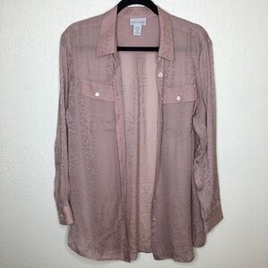 Soft Surroundings Blush Pink Silk Button Down Top PXL